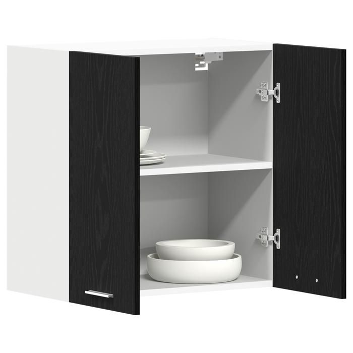 Elégant Armoire cuisine Vitrine cuisine suspendue - chêne noir - 60x31x60 cm - bois dingénierie &1694509