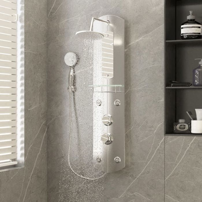 38531& Panneau de douche - Colonne de douche 25x43x110 cm Argenté