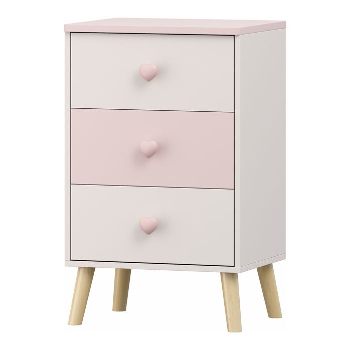 Commode pour enfants Sandnes 62 x 38 x 30 cm blanc rose