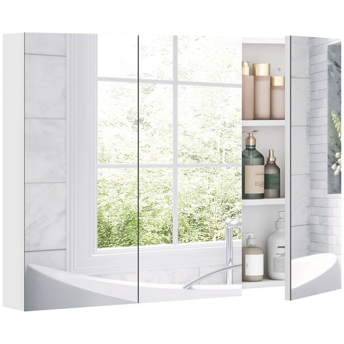 Armoire murale salle de bain avec miroir - HOMCOM - 3 portes miroir étagères réglables - MDF et verre - 91 5x11 5x65cm - blanc Armoire murale salle de bain avec miroir - HOMCOM - 3 portes miroir étagères réglables - MDF et verre - 91 5x11 5x65cm - blanc
