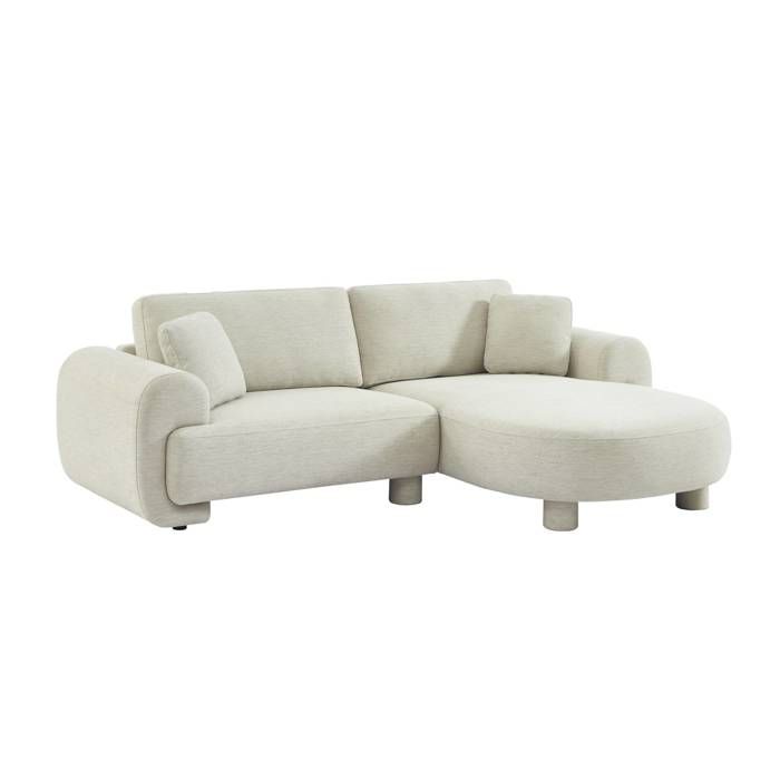 Canapé dangle droite 3 places tissu crème. pieds ronds L 231 x P 160 / 88 cm - Zenio Canapé dangle droite 3 places tissu crème. pieds ronds L 231 x P 160 / 88 cm - Zenio