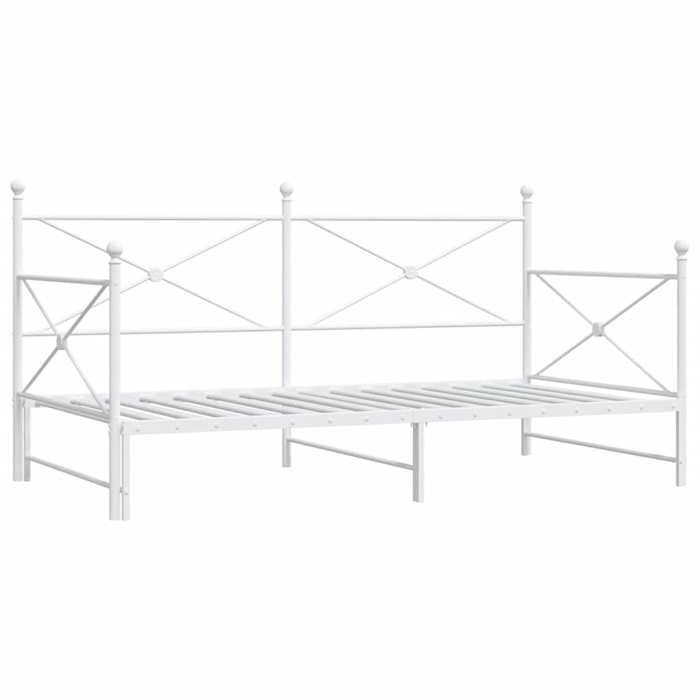 Lit simple Contemporain Banquette lit/Lit de jour avec lit gigogne sans matelas blanc 100x190cm acier - 1 Place