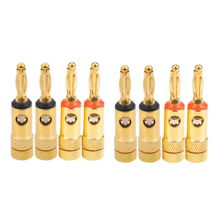 Goaycer Fiches Bananes Plaqué Or 24 Carats 4mm - 6 Paires Connexion Audio Haute Qualité