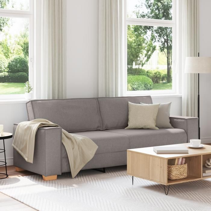Canapé 3 Places Taupe 180 Cm En Tissu (neuf)