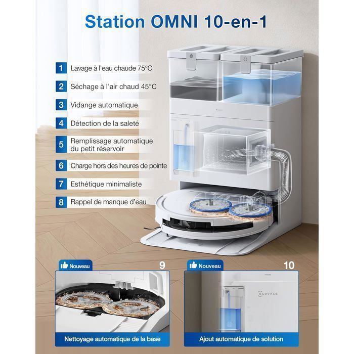 Aspirateur robot Ecovacs Deebot T50 Pro Omni Gen 2 21000Pa