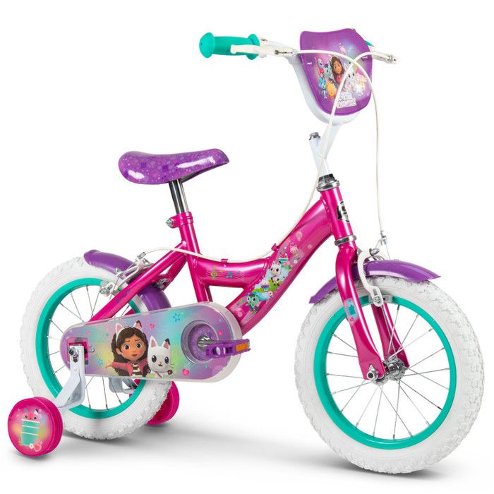 Vélo enfant - HUFFY - Gabbys Dollhouse - Roues 14 (36 cm) - 4-6 ans - Rose / cadre blanc décor Gabby