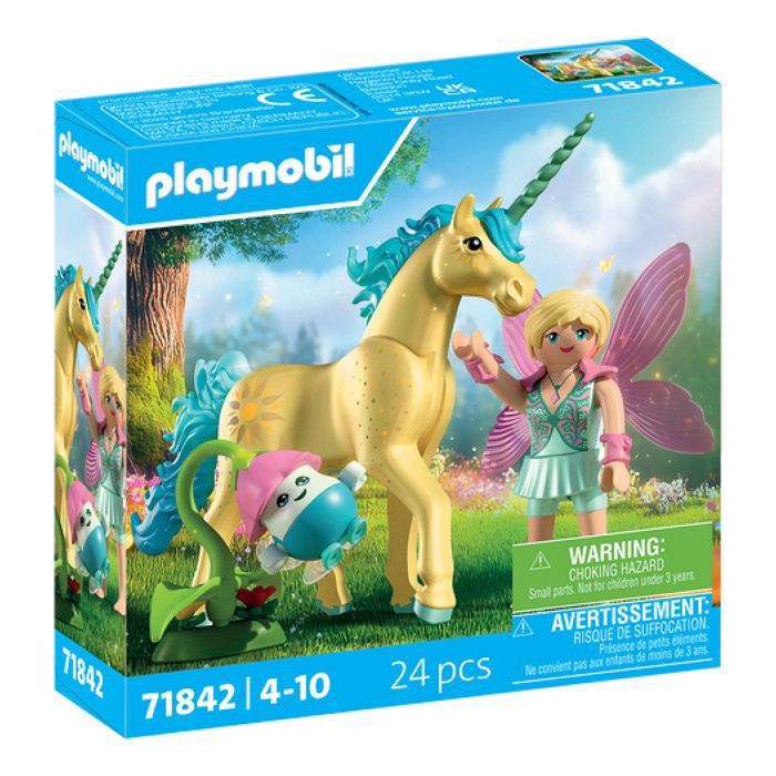 71842 Licorne Fleur de soleil avec fée - PLAYMOBIL - Bleu - Dès 4 ans