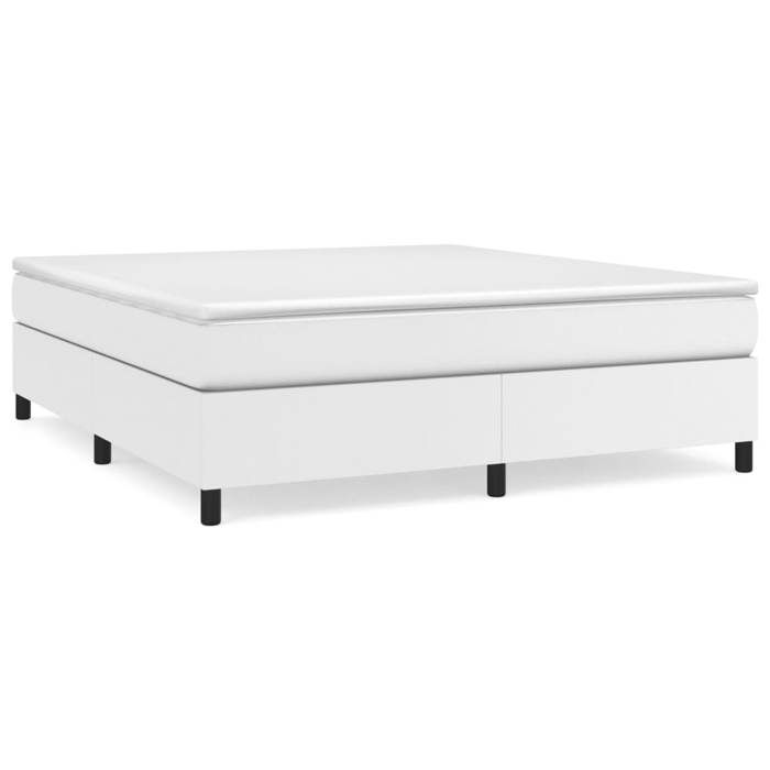 SALE 2026Cadre de lit Adulte et jeunes - Structure pour lit 2 personnes - à ressorts blanc 160x200cm similicuir - 203x160x35cm 25.