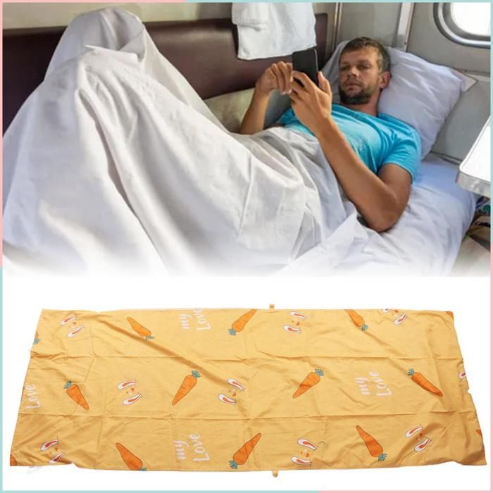 Cocosity Drap de couchage dhôtel Sac de couchage 80X210cm en Fiber Super fine anti-poussière drap parapharmacie pluie Orange