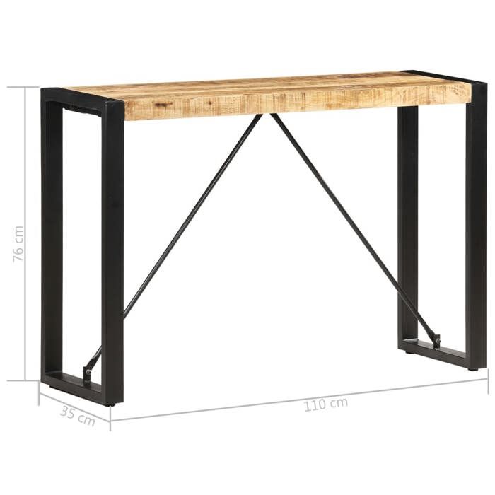 Brun Table console - CLARENCE - Meuble couloir - 110x35x76 cm - Bois de manguier massif CC343