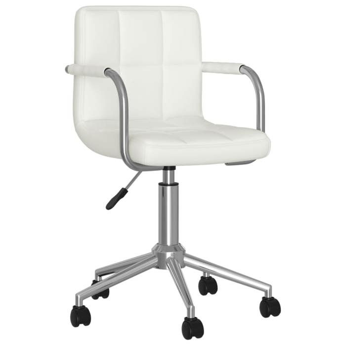 Fauteuil de bureau pivotant - CLARENCE - Blanc - Similicuir - 48x47x(745-86) cm - Pivotement 360° - Réglable en hauteur