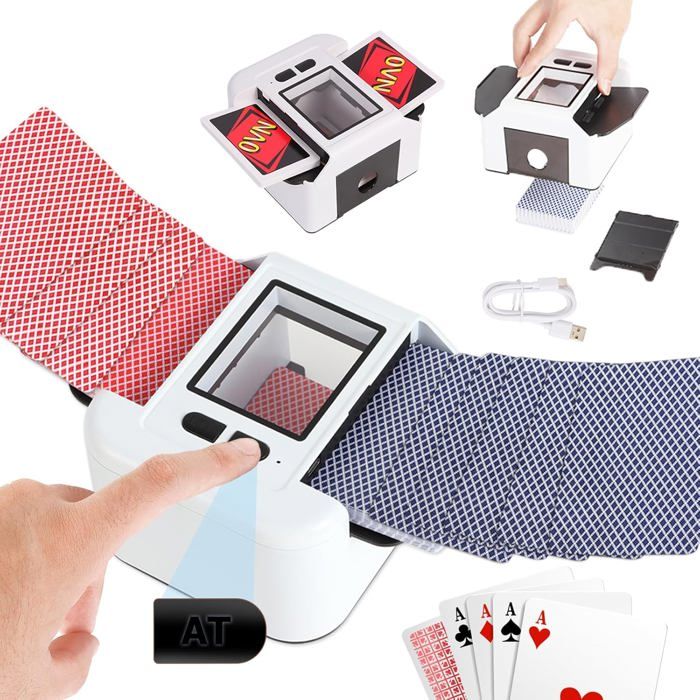 Mélangeur De Cartes électrique Elzle – Batterie 2000mAh USB-C, Mélange 1-2 Jeux En 5s, Faible Bruit