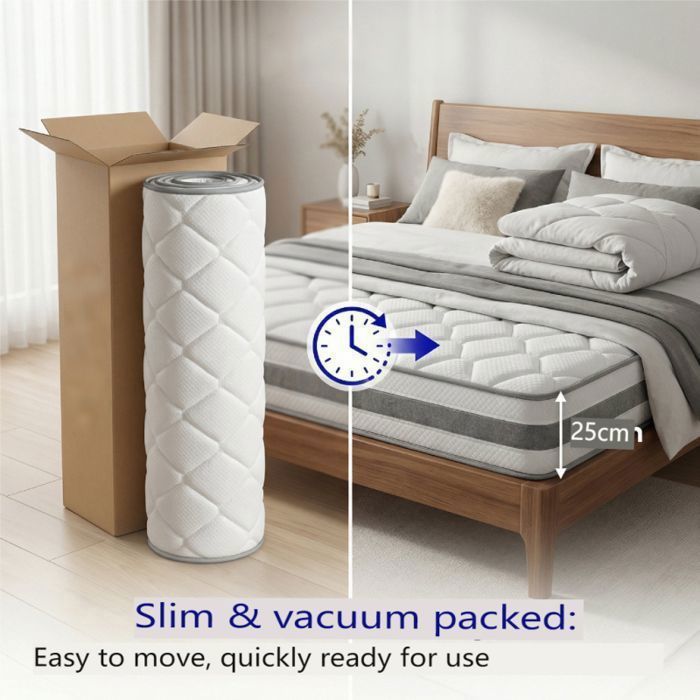 Matelas orthopédique  160x200 - VVBV - 25 cm - Mousse à froid - Ressorts ensachés 7 zones - Fermeté H3