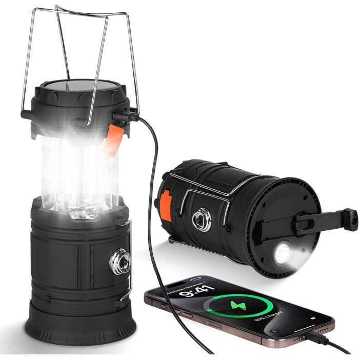 Lanterne de camping/tempête à dynamo et solaire-Lanterne LED pour tente idéale pour le camping et la randonnée-Lanterne durgence
