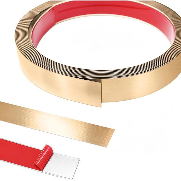 5 m x 2 cm de bandes décoratives autocollantes en métal baguettes murales en acier inoxydable baguettes Or Rose Brossé 5 m X 2 cm