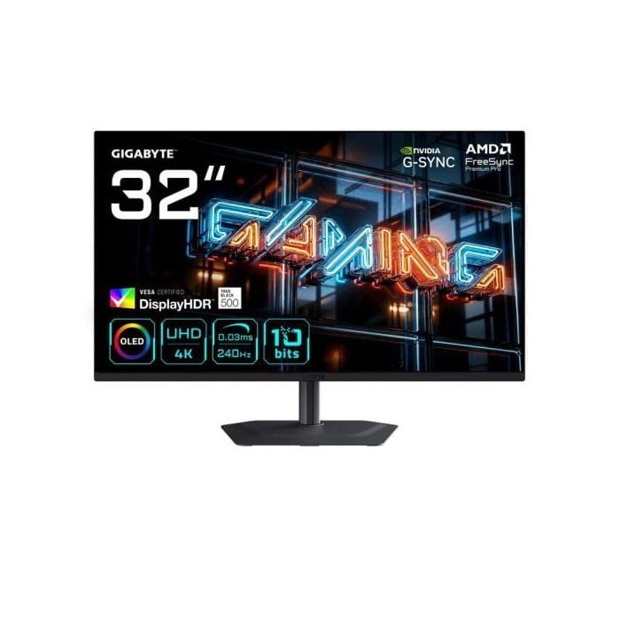 GIGABYTE MO32U24 Moniteur Gaming OLED 32” 4K UHD 3840 x 2160 240Hz 0.03ms 300 CDm² G Sync Compatible FreeSync Premium Pro Display HDR True 500 HDMI 2.1 DisplayPort 1.4 - vue 7
