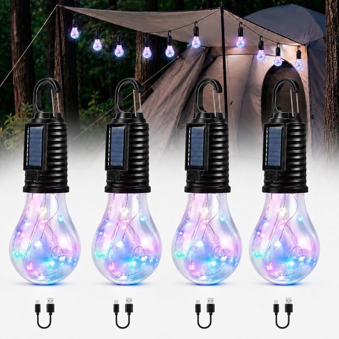 Lampe de camping rechargeable pour tentes lanternes de camping étanches avec 3 lumières RVB à intensité variable