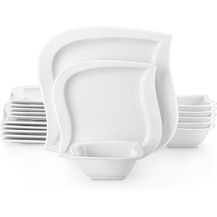 Série ELVIRA 18 Pièces Service de Table en PorceineService de Vaisselle pour 6 Personnes Set de 18 Pièces Bnc  ENSEMBLE USTENSILES