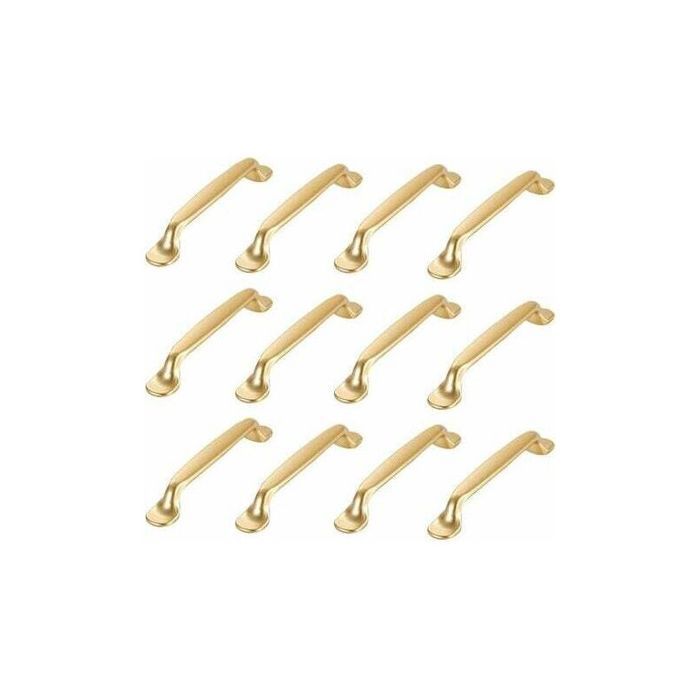 Lot de 12 poignées de meuble dorées – Alliage daluminium – Entraxe 96mm – Dimensions 131x19x23.8mm – Vis incluses