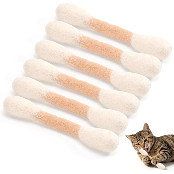 Cotons-Tiges Géants 100% Laine PureParfumés À La CataireLot De 6–Bâtonnets À Mâcher Pour ChatsContre LEnnui Des Chats D[BI87]