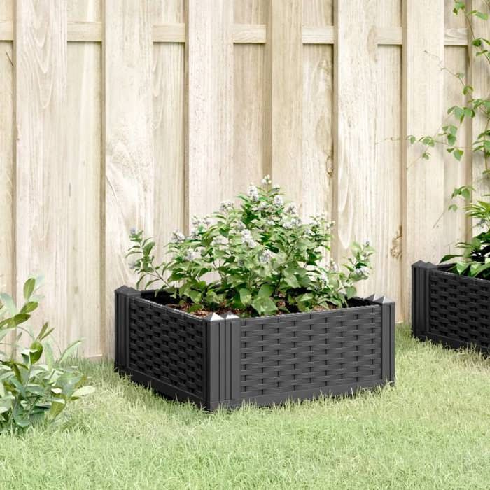 Noir Jardinière avec piquets noir 42 5x42 5x28 5 cm PP - Résistant aux intempéries - Durable 1.99 kg &Neuf42366 Noir Jardinière avec piquets noir 42 5x42 5x28 5 cm PP - Résistant aux intempéries - Durable 1.99 kg &Neuf42366