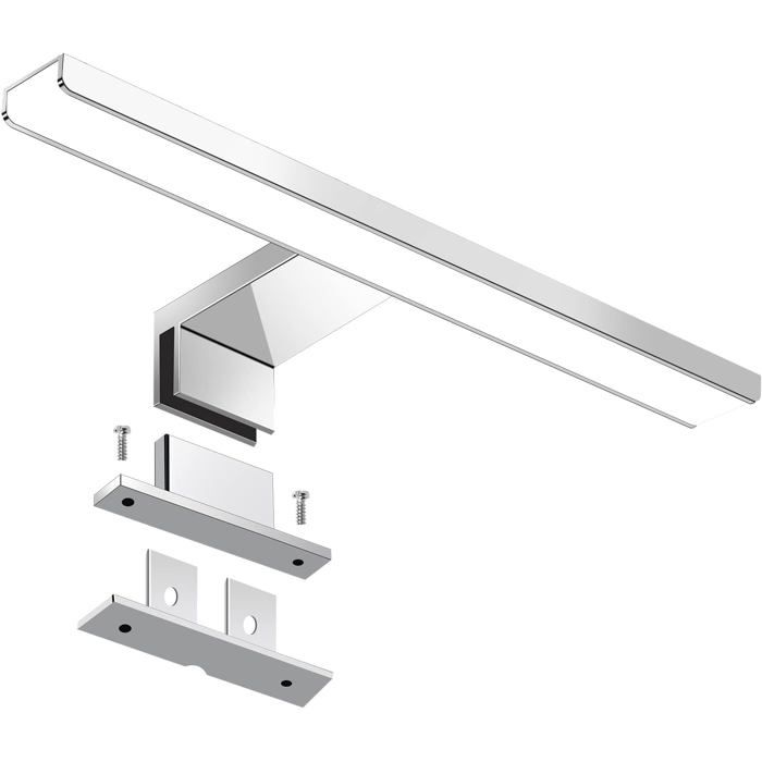 Lampe Miroir Salle de Bain LED 12W 60cm 1460lm 3000K Lampe Armoire Salle de bain IP44 Anti-Eau Luminaire Miroir SDB，argent