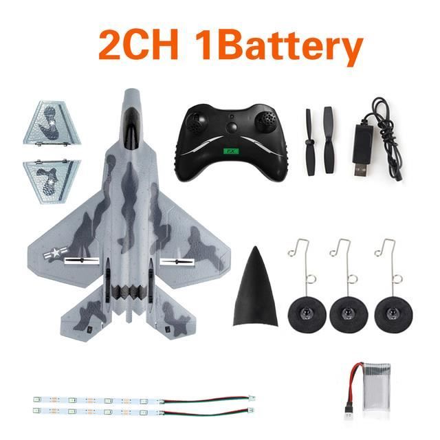 Avion Télécommandé 2.4 GHz Avec LED - Avion De Chasse En Mousse EPP - Voltige 360° Et Gyroscope - Cadeau Enfant Adulte