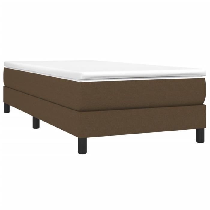 Sommier à lattes - AKOZON - 80x200 cm - Tissu marron foncé - 1 place - Tapissier