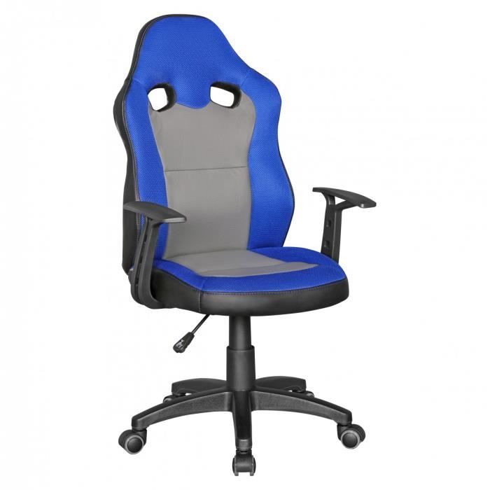 chaise de bureau pour enfants amstyle speedy - bleu/gris - avec dossier, roulettes et accoudoirs