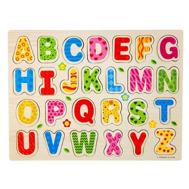 Alphabet AURSTORE BASA Le Train des Lettres 27pcs en Bois Alphabet-Jouet pour Enfant