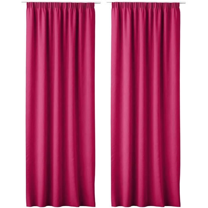 Rideau Avec Galon Fronceur Universel 140 X 250 Cm Fuchsia[2416