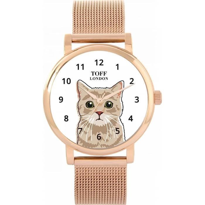 Beige Tigr Chat T te Montre Dames 38Mm Bo tier 3Atm R sistant L