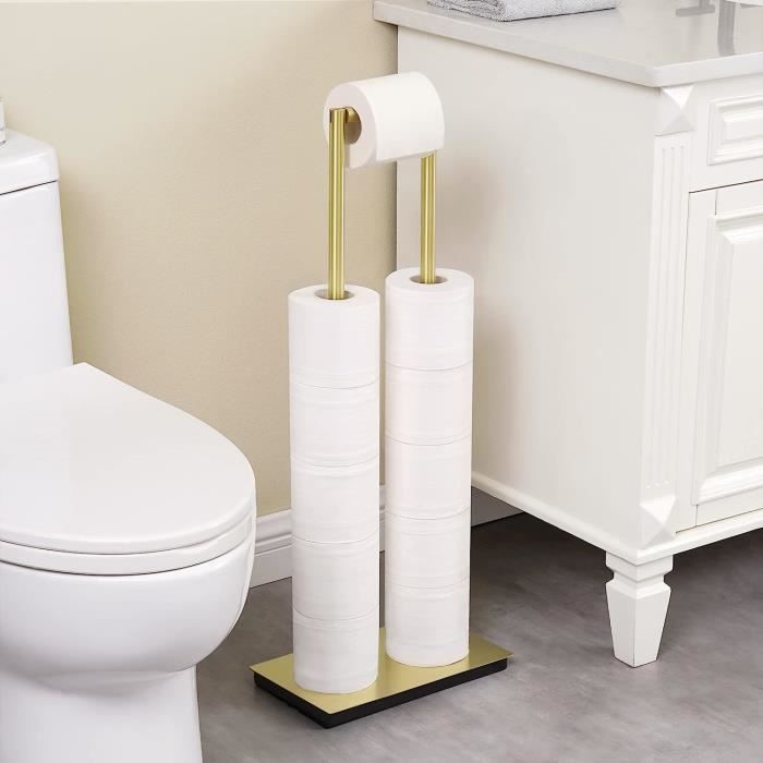 Newpop Porte Papier Toilette Sur Pied - Acier Inoxydable Argenté - Base Lourde - Pliable