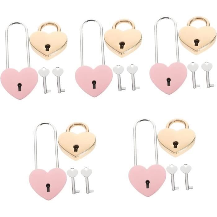2 Packs Cadenas En Forme De Coeur Avec Clé, Cadenas Et Clé En