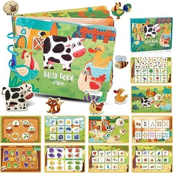Livre Silencieux Montessori - Jouet éducatif Sensoriel Pour Enfants 2-6 Ans, Avec Cartes à Associer - 8