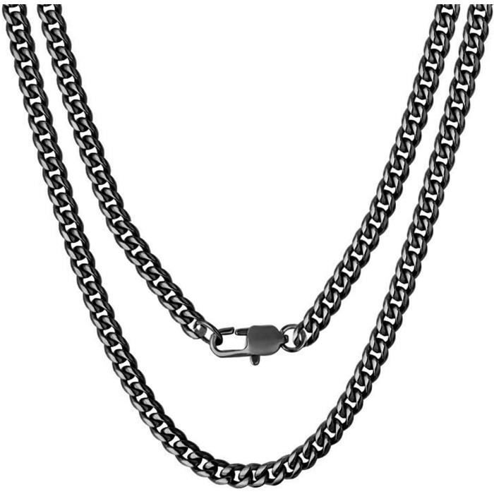Collier Pour Homme à Maillons Gourmette En Acier Inoxydable Argenté - Neuf Sous Blister