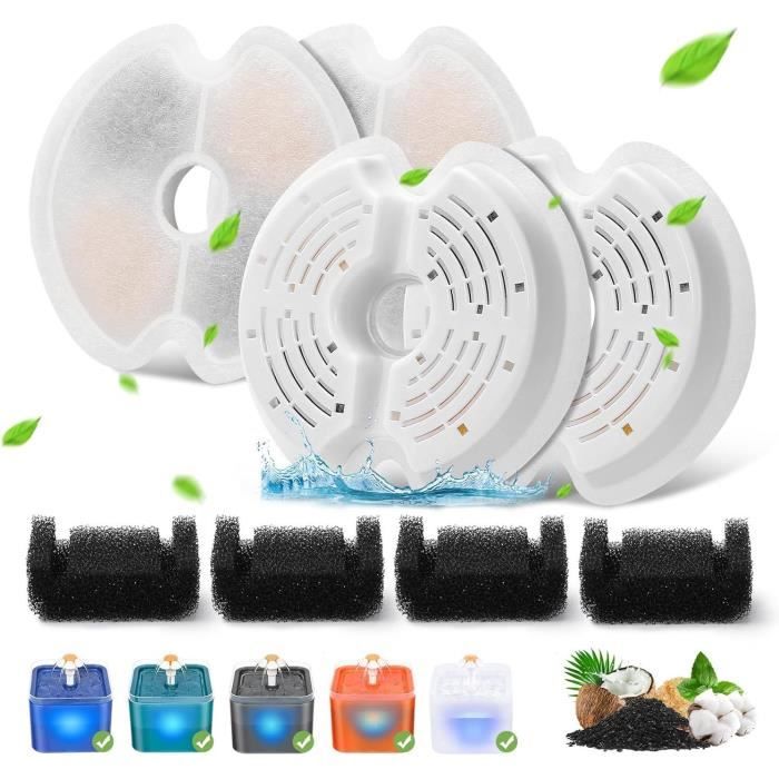 6 Filtres à Eau + 6 Filets + 6 Éponges Pour Fontaine à Chat 7L - Charbon Actif Qualité Alimentaire