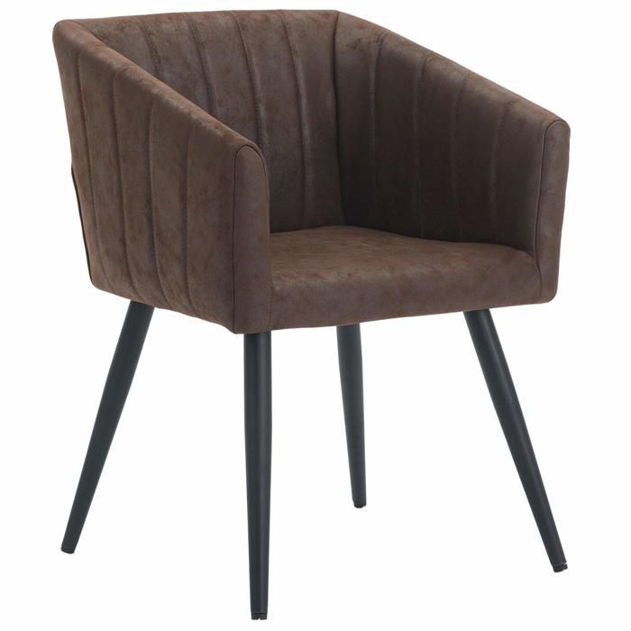 fauteuil lounge - fal09083 - tissu velours marron - style vintage