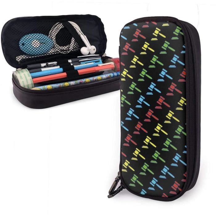 Trousse Galaxie Verte Bleue Violette - 2 Compartiments Zippés, 5 Emplacements - Pour Crayons, Maquillage, Voyage - Bureau & École