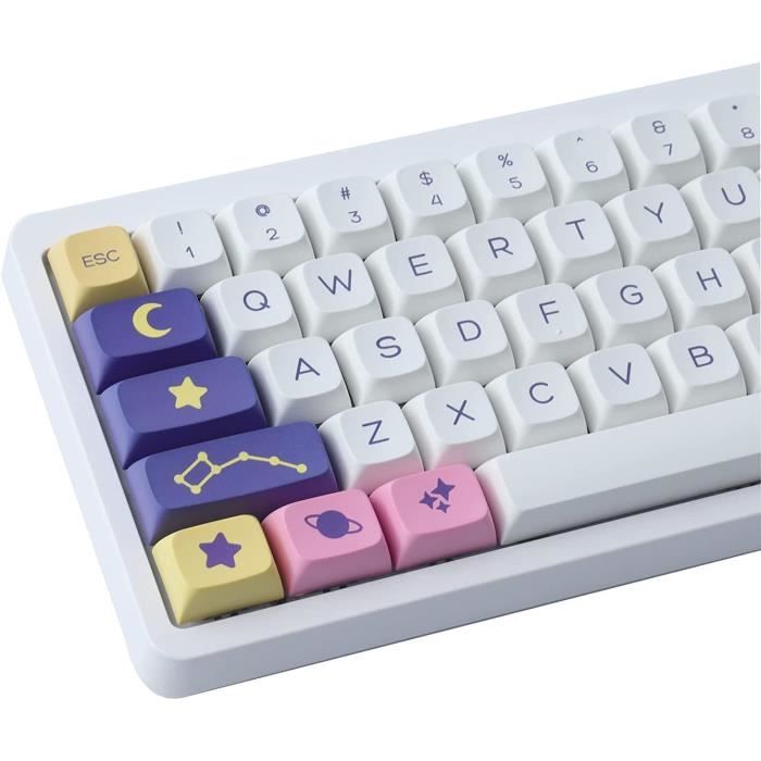 Keycaps PBT 73 Pièces - Pour Clavier Mécanique - Sublimation Couleur Motif - Installation Facile