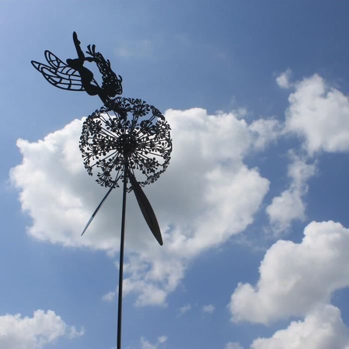 Moulin à Vent Décoratif Métal Motif Hibou/aigle Pour Jardin - Haut De 93 Cm Environ - Décoration Extérieure Résistante