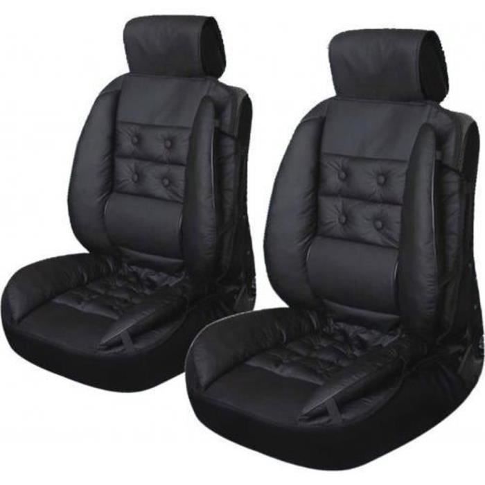 attache dossier assise confort Couvre siege simili cuir noir et beige