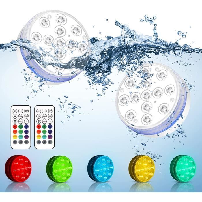 Lot de 2 lampes LED submersibles étanches avec aimants, ventouses pour ...