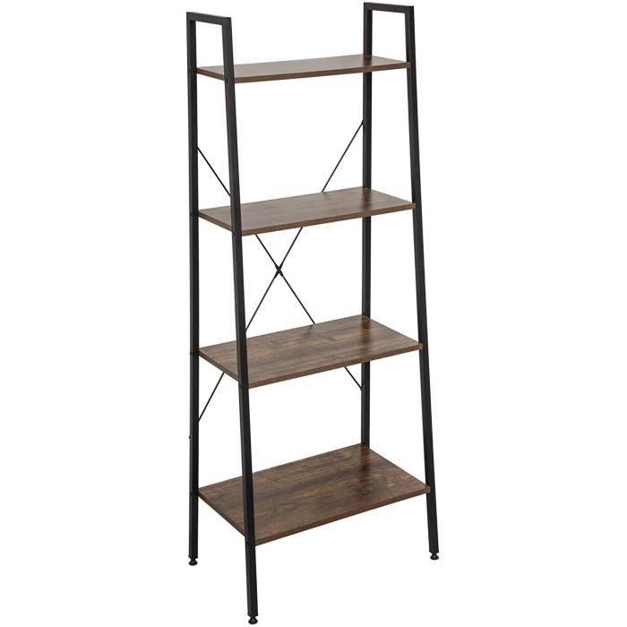 EUGAD Etagère de rangement en MDF et métal 4 niveaux 60x35x148cm Vintage