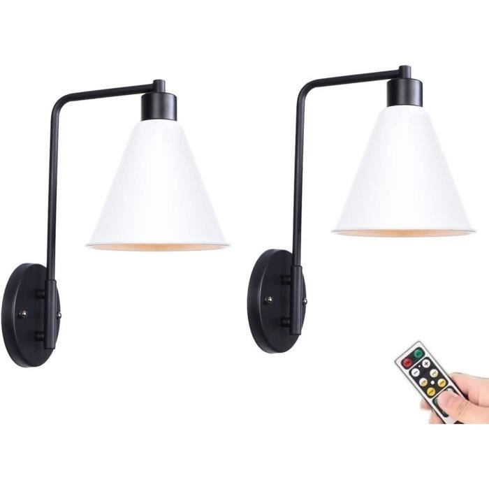 Appliques Murales À Piles Lot De 2 Avec Télécommande - Lumière Sans Fil