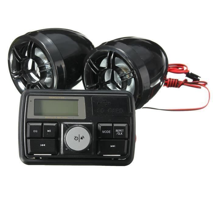 Autoradio FM Stéréo Moto Audio Amplificateur Haut-Parleur MP3 Alarme  Anti-Vol Aw44772 - Cdiscount Auto