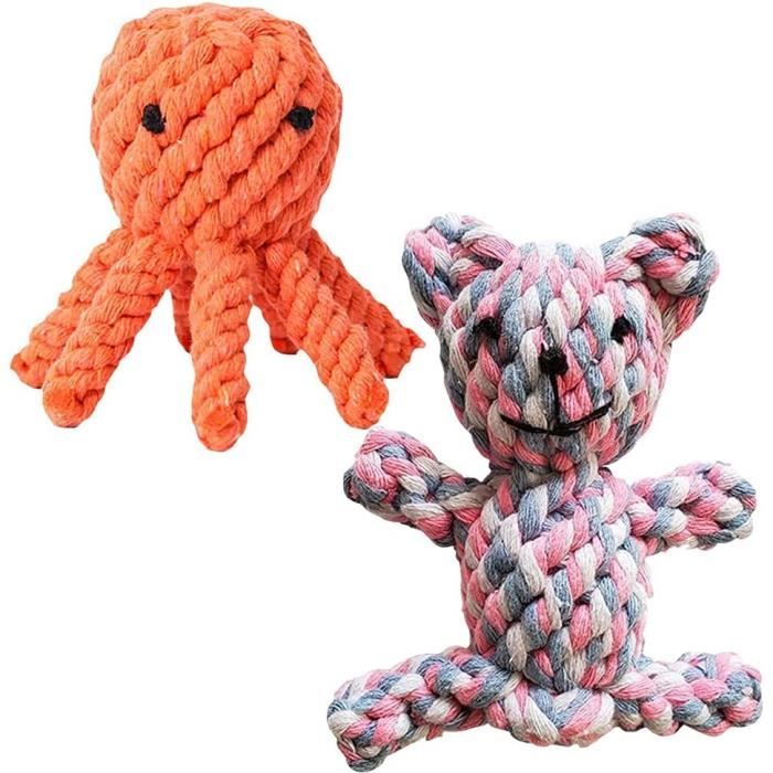 Jouet pour Chiens - Poulpe et Ours - Corde de coton - Interactif - Durable