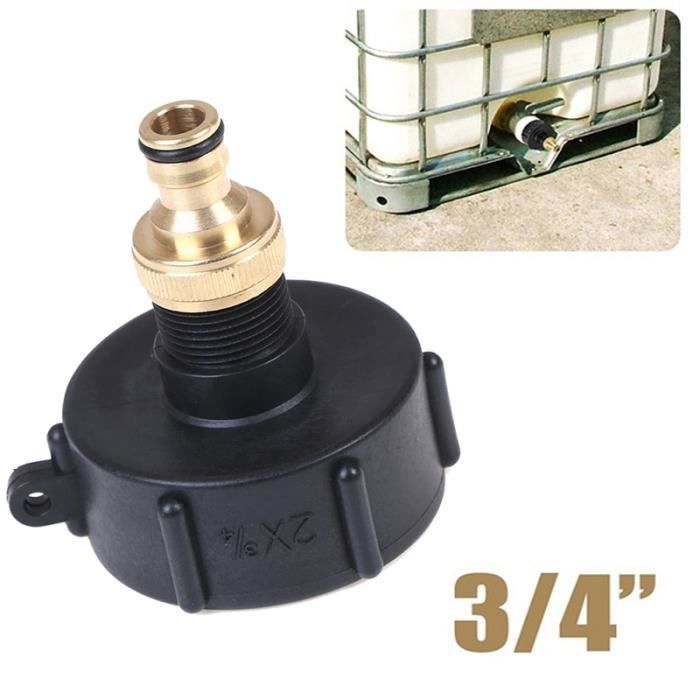TOOLSTAR Adaptateur IBC, Raccords De Réservoir IBC S60X6 - Kits De Connecteurs D'eau Pour Sortie De Tuyau Barbelé (S60 X 6 Capuchon + Valve + Pagode 3/4