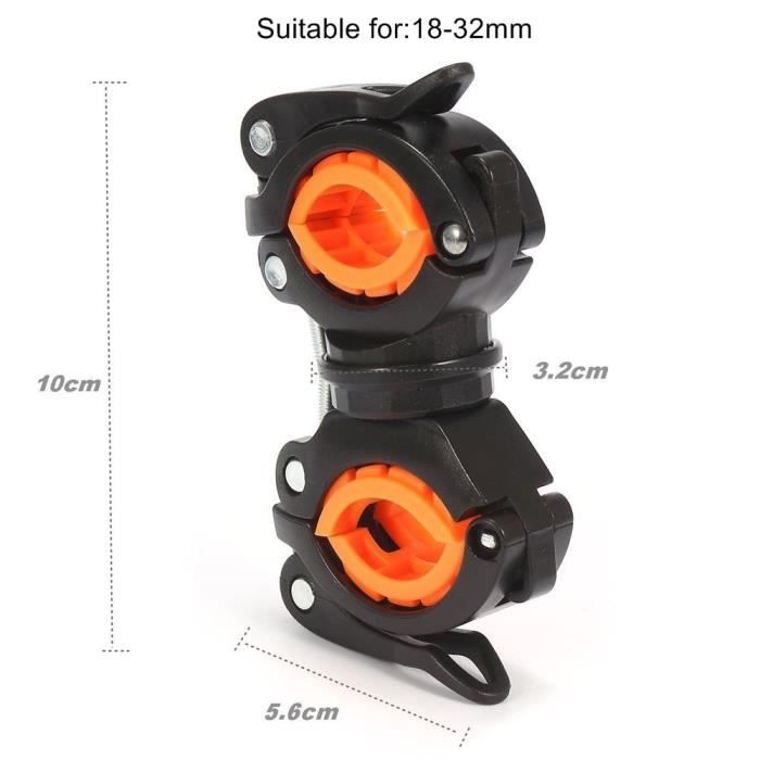 BC05-orange noir - support de lampe torche de vélo, Rotation à 360 degrés,  lampe frontale, clip de phare - Cdiscount Sport