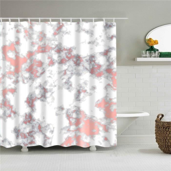 Set De Salle De Bain 4 Pièces - Rideau De Douche Géométrique + Tapis Antidérapant + Housse WC